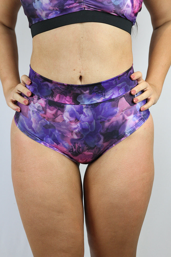 Purple Haze High Waisted Brazil Scrunchie Bum Shorts - L only